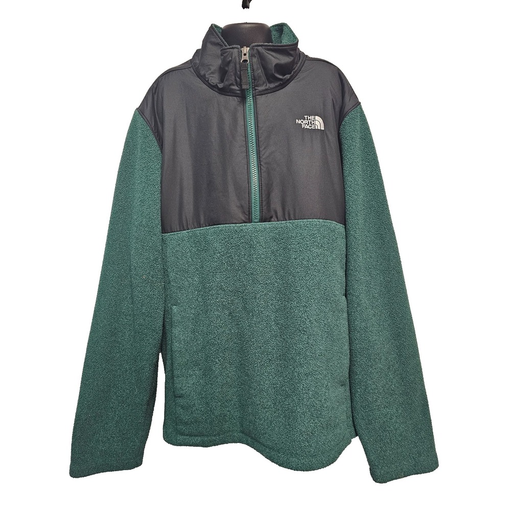 The North‎ Face 1/2 zip pullover green and black fleece jacket Youth XL (18-20)